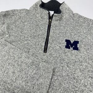 Michigan Wolverines Sweater Mens Large Gray NCAA Football ProEdge Quarter Zip